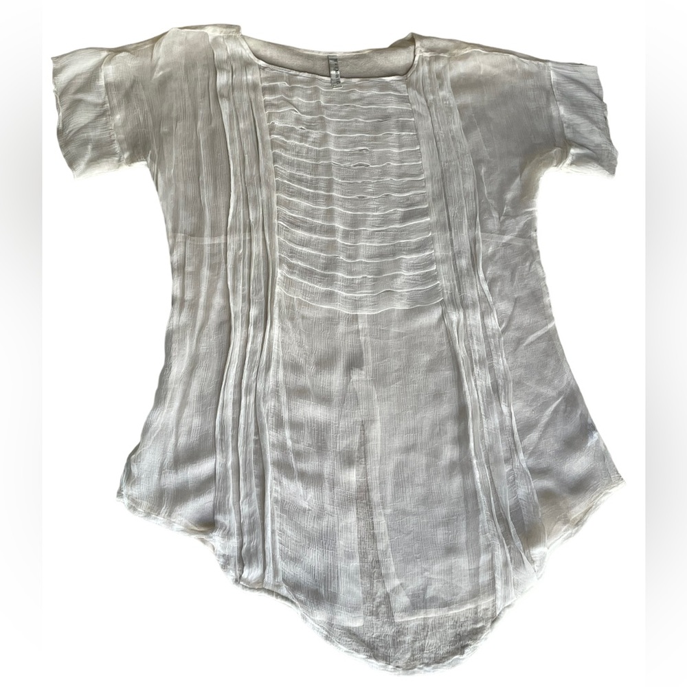 Free People New Romantics Womens Medium Blouse Top Beige Sheer Oversized